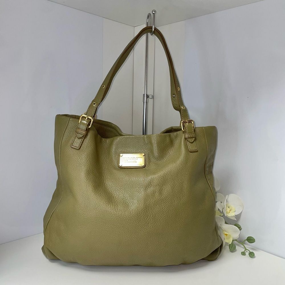 Marc Jacobs Olive Green Leather Tote with Gold Hardware